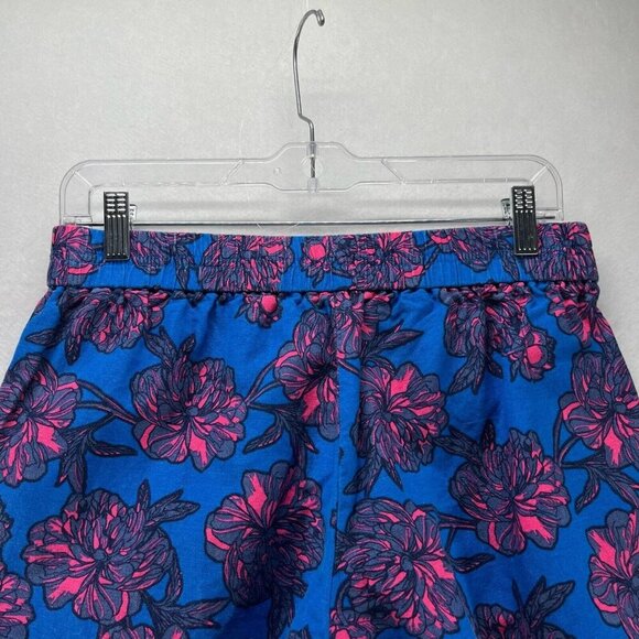 J.Crew Shorts Womens Size 4 Floral Print Elastic Waist Mini Linen Cotton Blue - Picture 6 of 11